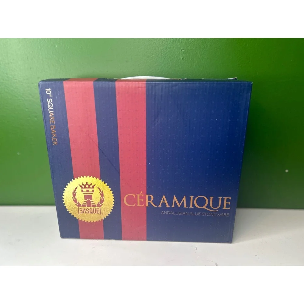 Basque Ceramique Andalusian Blue Stoneware 10 Inch Square Baker AB001 New